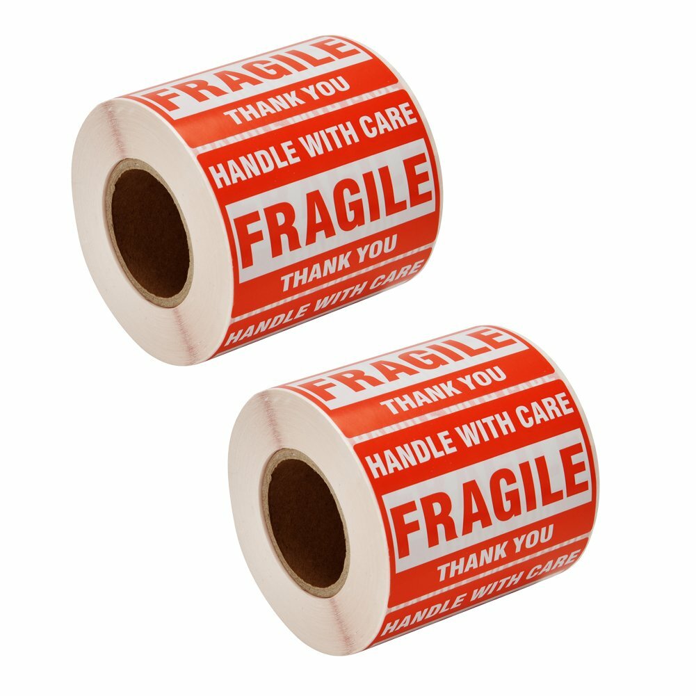 Fragile Shipping Labels 2×3 1000ct Oil-Proof Self Adhesive Handle with Care