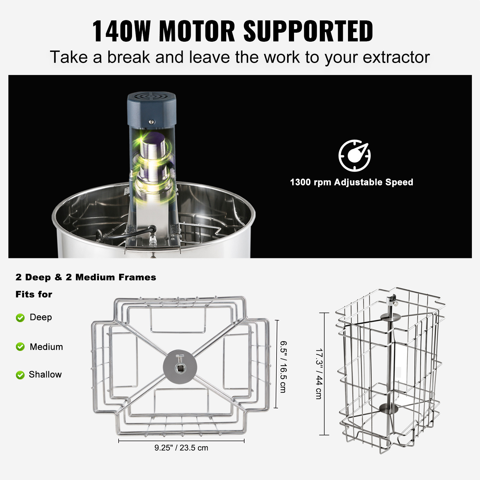Electric Honey Extractor Beekeeping Equipment 2/4 Frames Stainless Steel