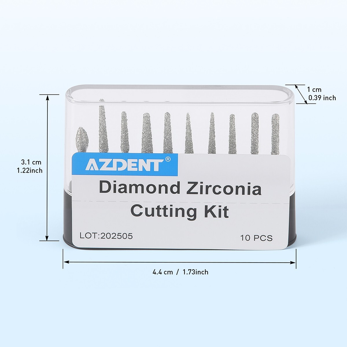 AZDENT Dental Diamond Zirconia Cutting Burs for High Speed Handpiece FG 1.6mm
