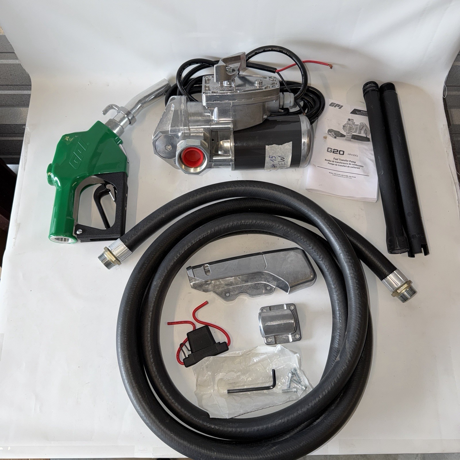 GPI G20-012AD 12V Fuel Transfer Pump 20 GPM w/ Auto Nozzle (New incomplete kit)