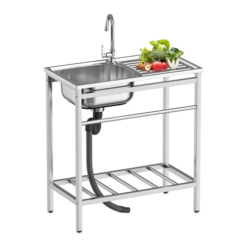 Free Standing Kitchen Utility Sink with Workbench & Accessory Set, Stainless