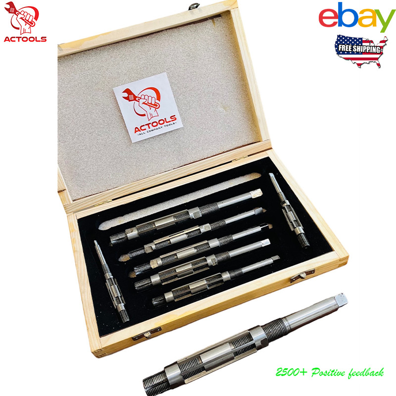 Adjustable Hand Reamer 8 Pcs Set H-4 to H-11 Sizes 15/32 To 1.1/16 ‘USA ACTOOLS