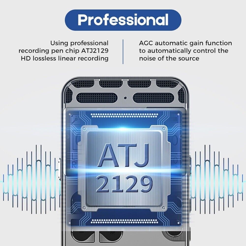 64GB Digital Voice Recorder with LCD Display & MP3 Playback