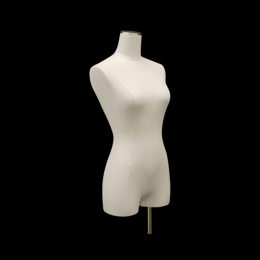 Adult Female Pinnable White Linen Dress Form Mannequin Torso with Thighs & Base