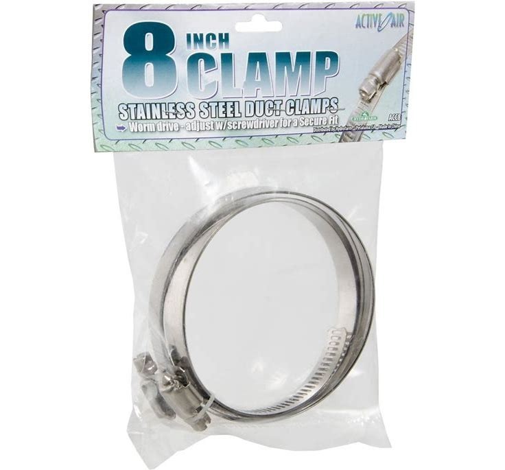 2 Pack Active Air Hose Clamp 8″ Stainless Steel Hydrofarm – HVAC , Duct Clamp