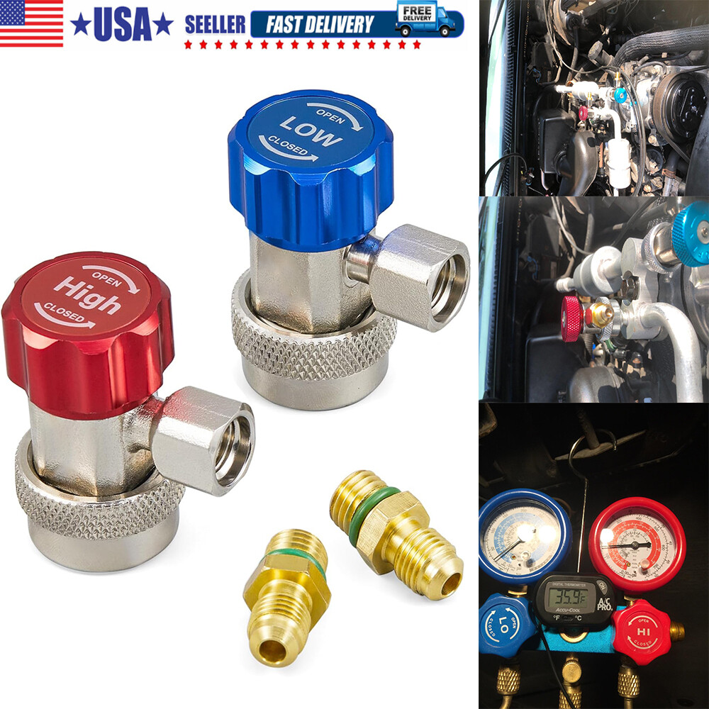 Automotive AC R134a Quick Coupler Connector Adapter High Low Side 1/4″ SAE HVAC