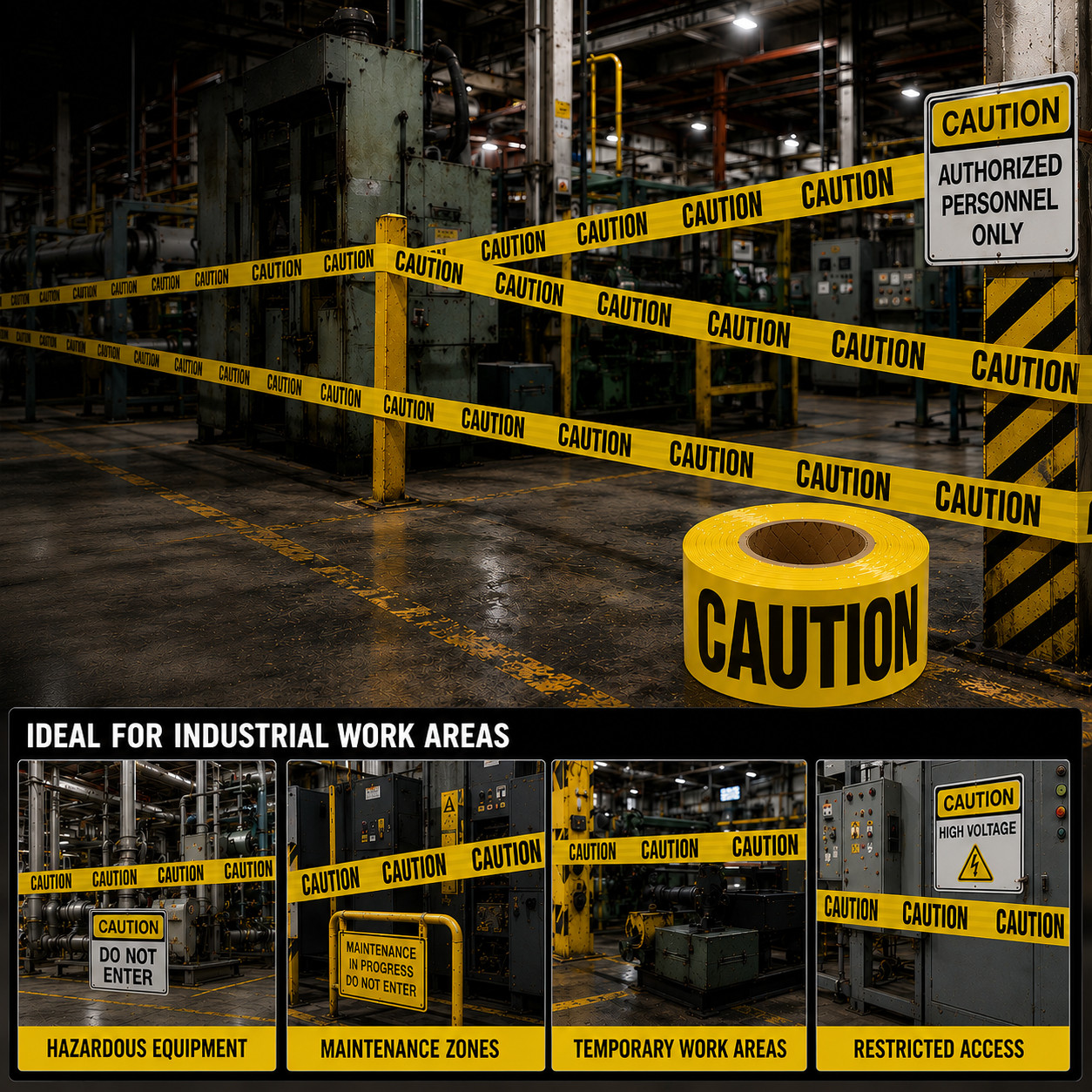 ATERET Premium Yellow Caution Tape I 3 inch x 1000 feet I Harzard Tape w/Bright