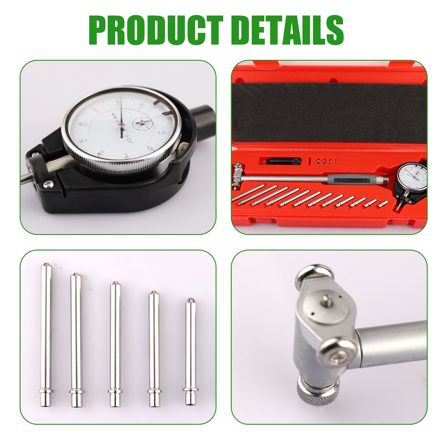 Dial Bore Gauge 0.001″ Deep Engine Hole Cylinder Measurement Gage Indicator 2-6″