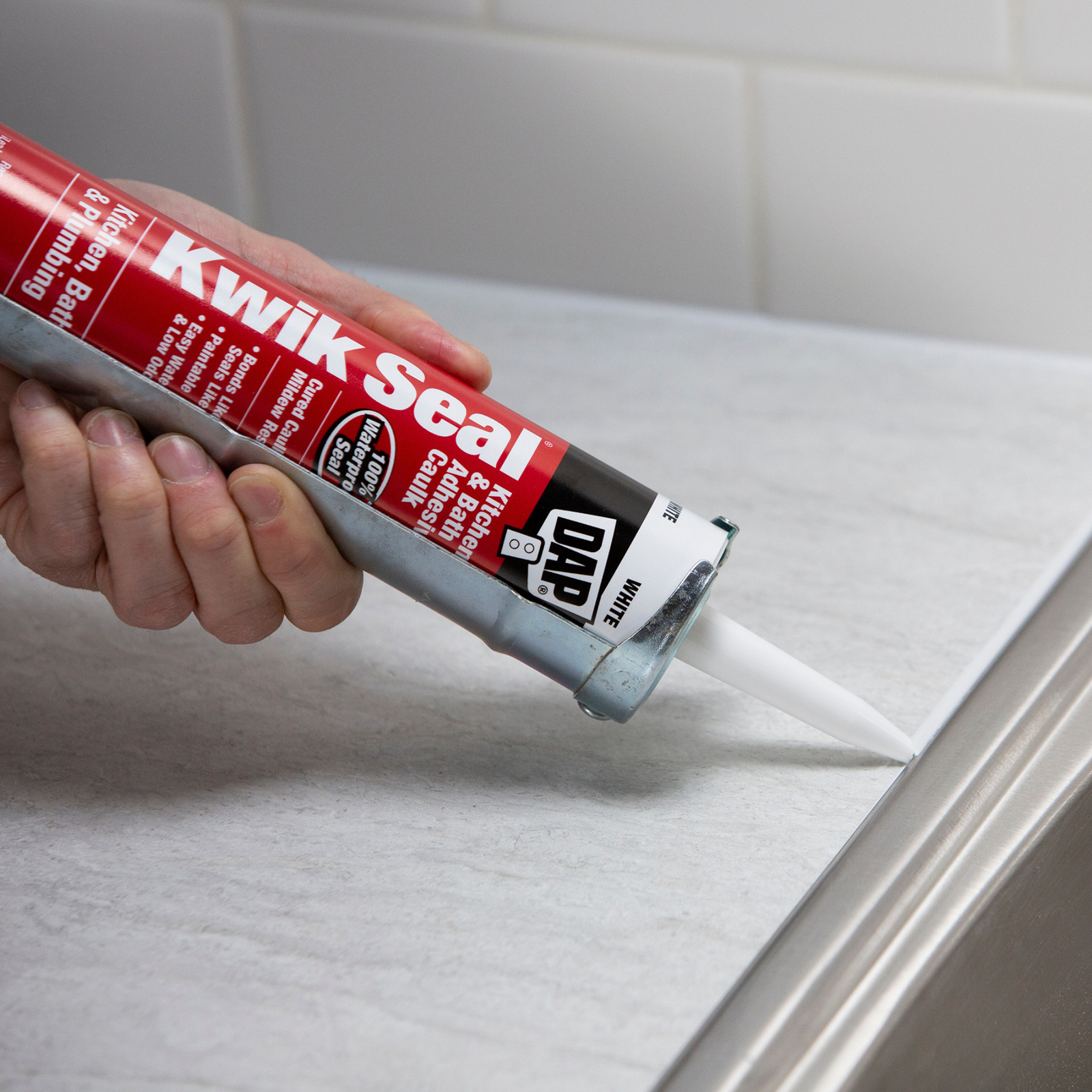 DAP KWIK SEAL Kitchen & Bath Adhesive Caulk: 10.1 fl. oz. cartridge (White)