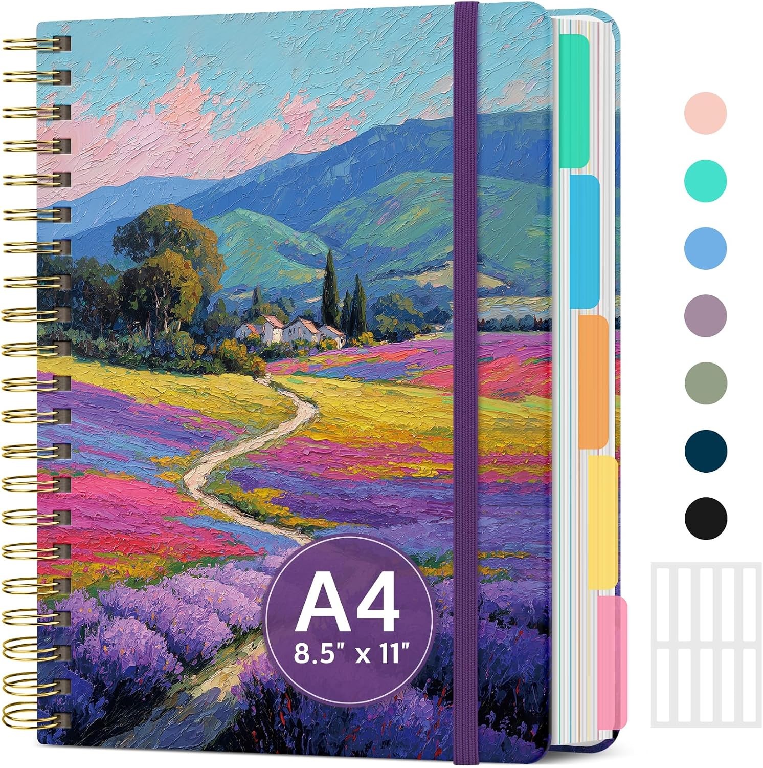 8.5″x11″ Spiral 5 Subject Notebook, Hardcover with Dividers Wildflower