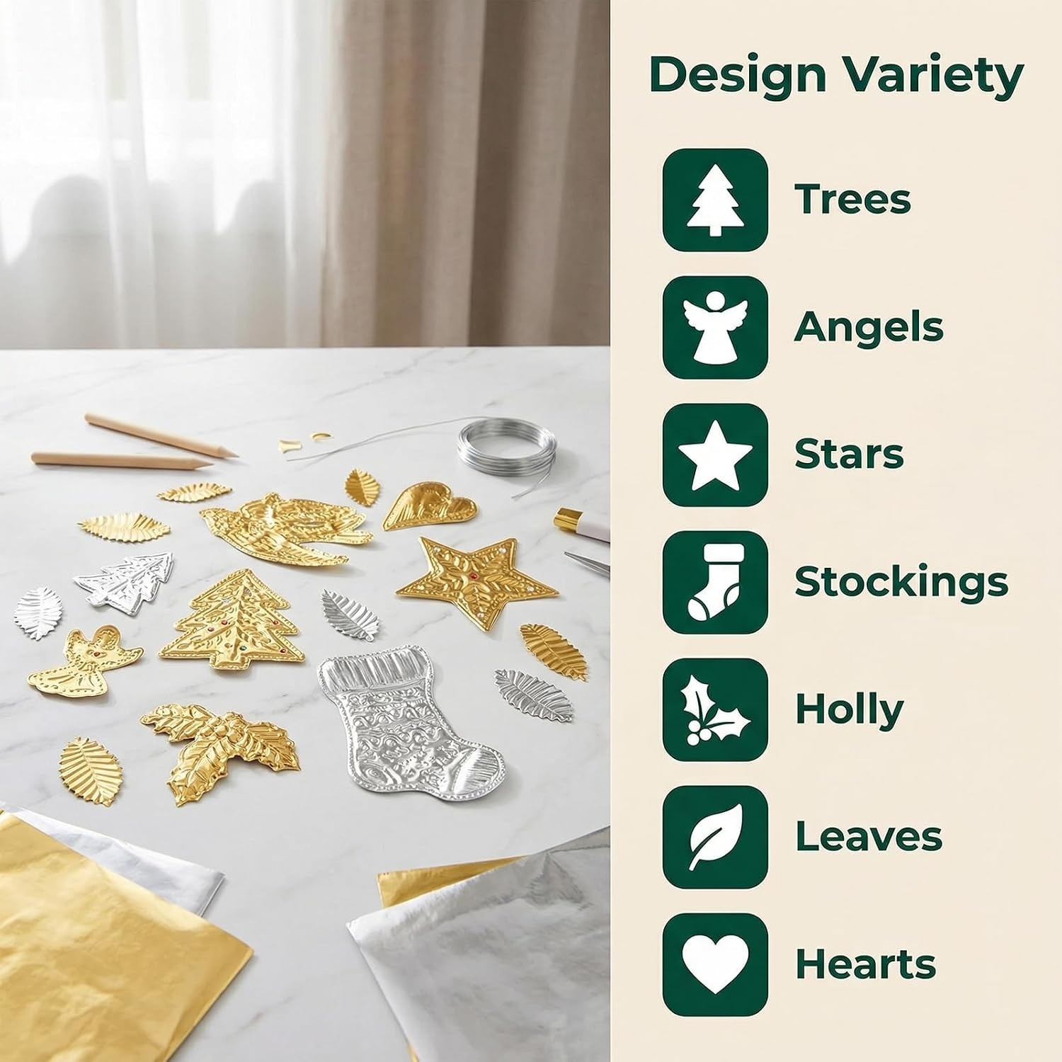 Metal Embossing Foil Sheets Kit – 30 Sheets for Artistic Decorations & Gifting