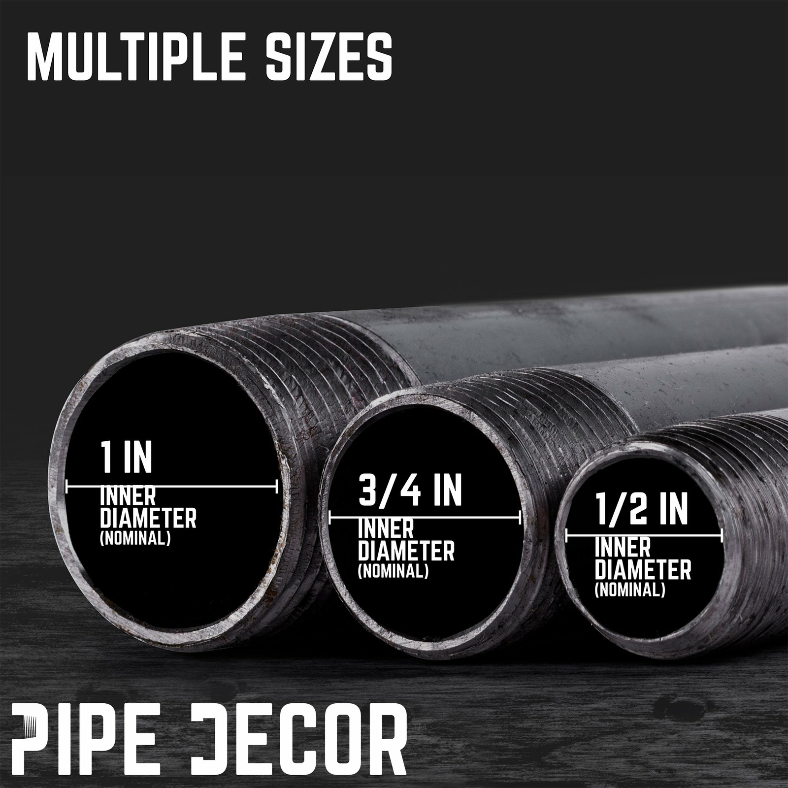 3/4 in. X 16 in. Black Pipe 4 Pack