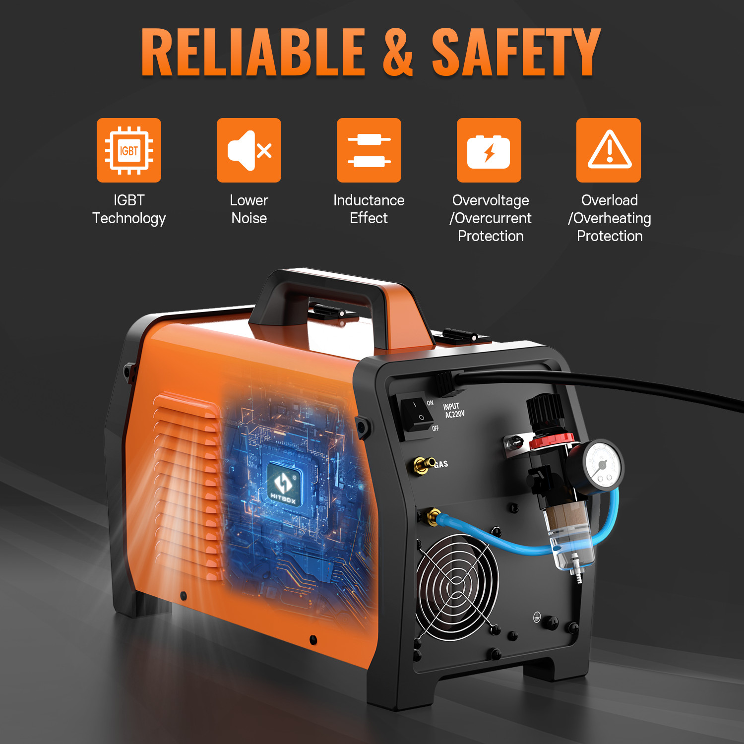 6in1 Plasma Cutter 200A Spot Gas Gasless-MIG MMA HF-TIG Welding Machine for ALU