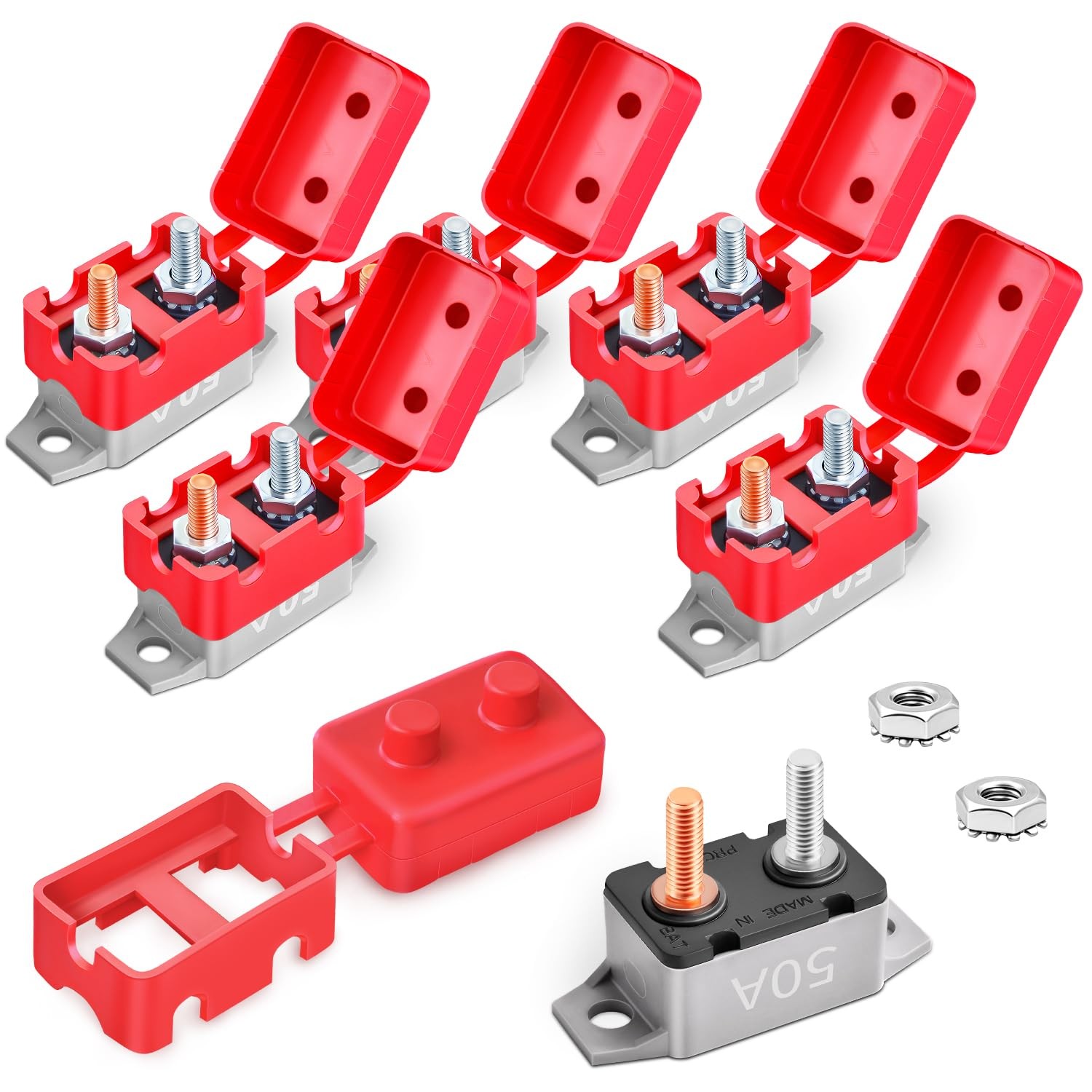 50Amp Automatic Reset Circuit Breaker 12V-24V DC for Automotive Marine Boat C…