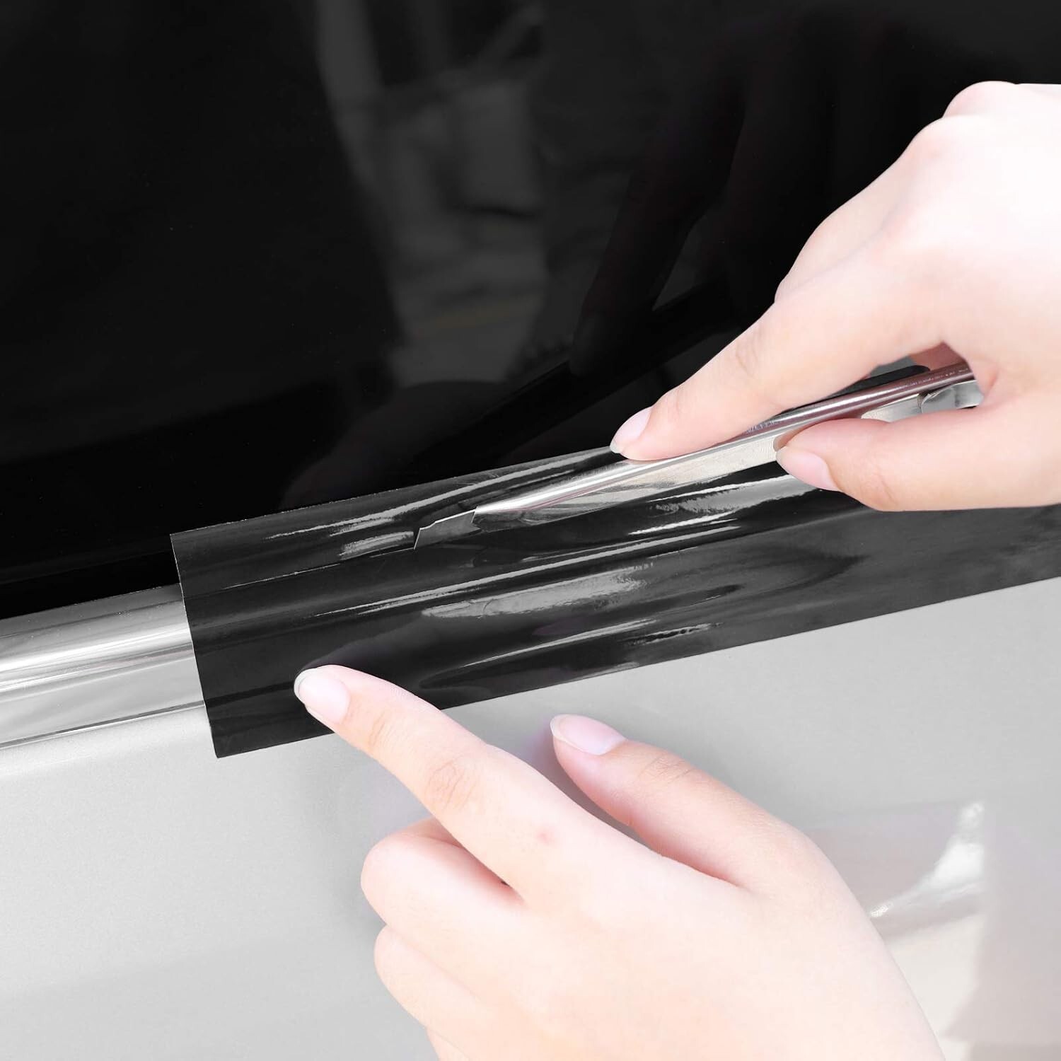 High Gloss Vinyl Wrap Kit For Black Out Chrome Delete Window Trim Door Free Tool