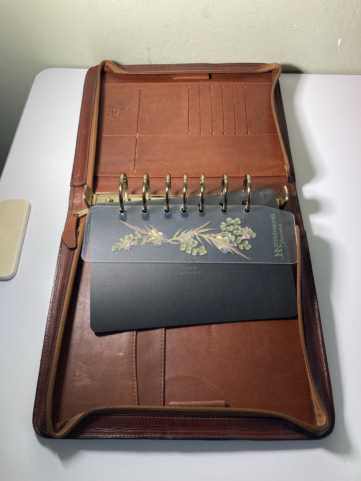 Vtg Franklin Quest Classic Zip Planner 7 R Binder Genuine 1/2 Deer Skin Leather