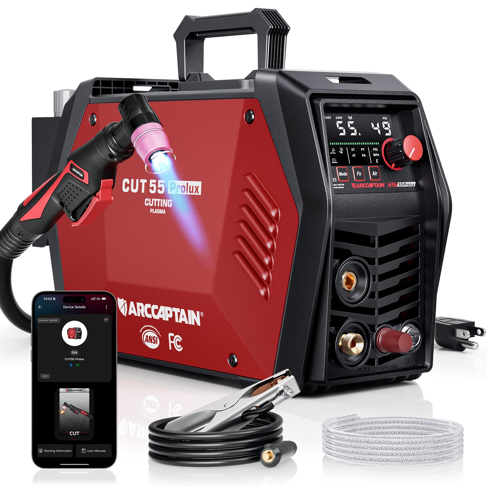 ARCCAPTAIN iControl CUT55 Prolux Plasma Cutter Non-Touch Pilot Arc 120V/240V New