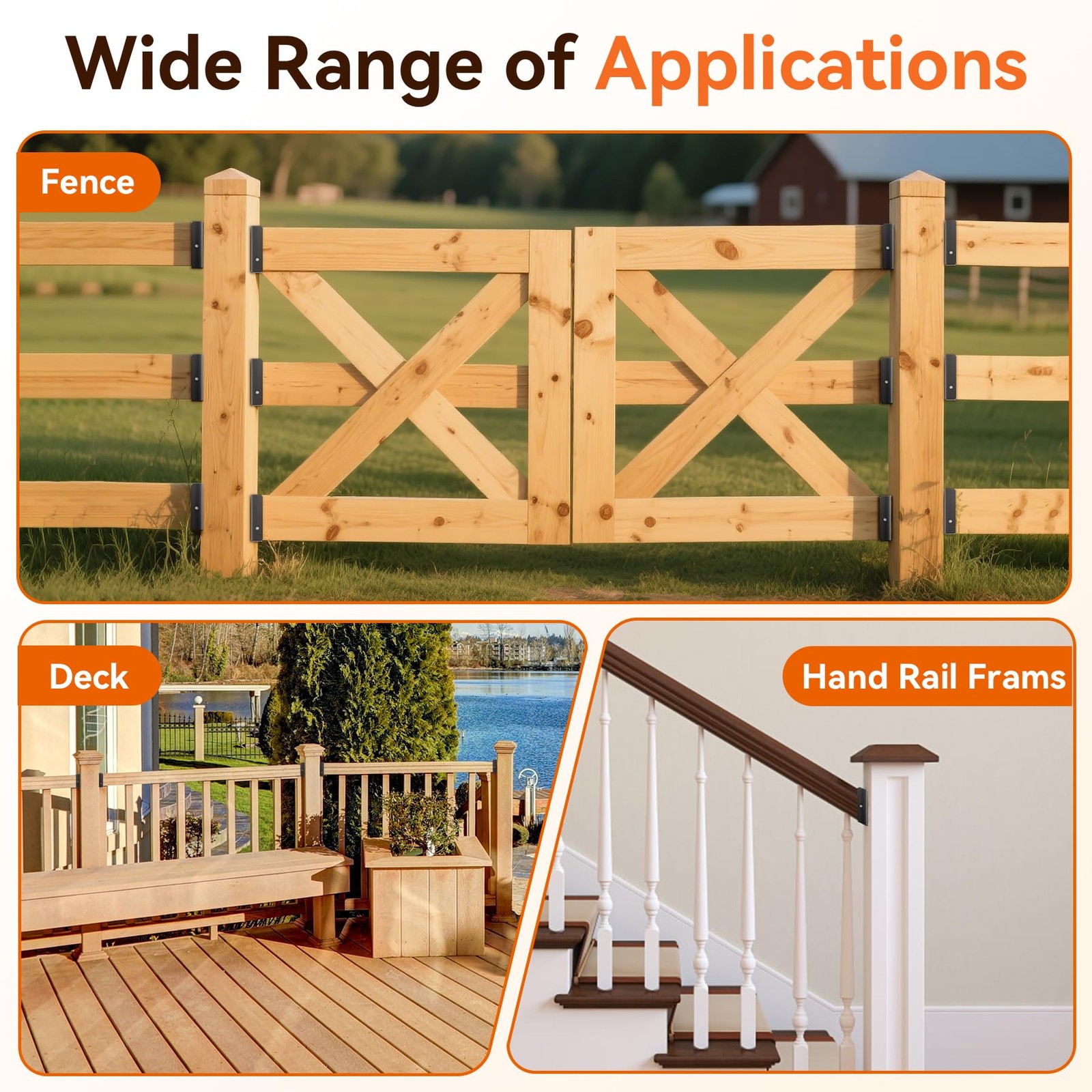 20 Pcs 2X4 Fence Brackets for Wood Black – 18 Gauge Deck Railing Brackets for 2X