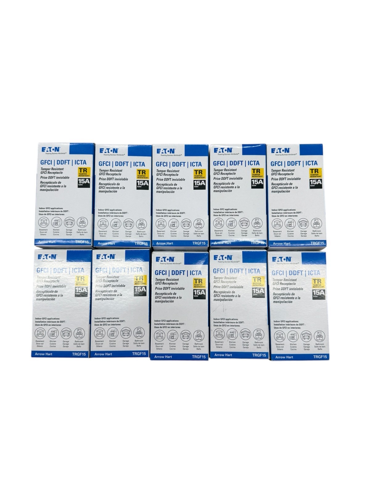10 PCS Eaton TRGF15 15A Tamper Resistant GFCI Outlet Receptacle 125V White