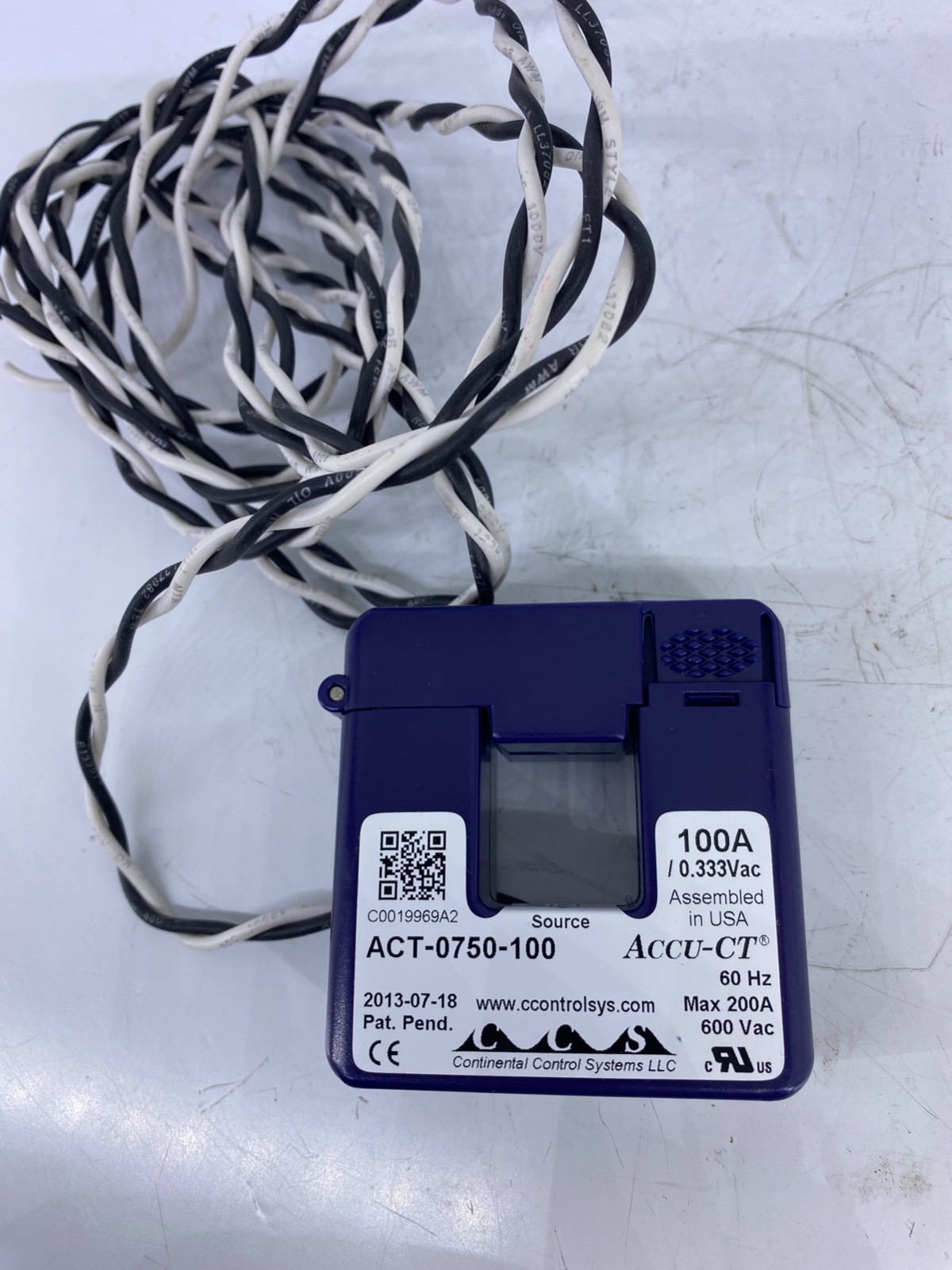 Continental ACT-0750-100 Accu-CT Split-Core Current Transformer 100A ACT0750100