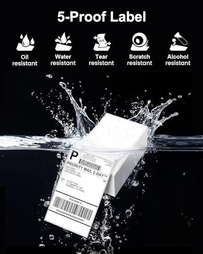 Phomemo 4×6 Thermal Labels for Shipping Label Printer – 500PCS Purple Mailing…