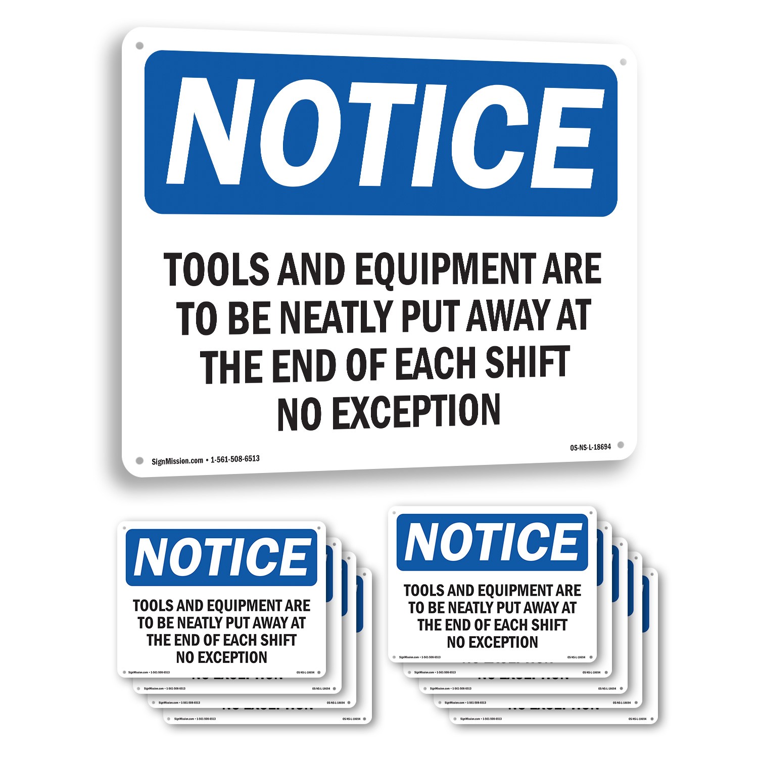 Tools And Equipment Are To Be Neatly Put OSHA Notice Sign, Decal 5 or 10 Pack