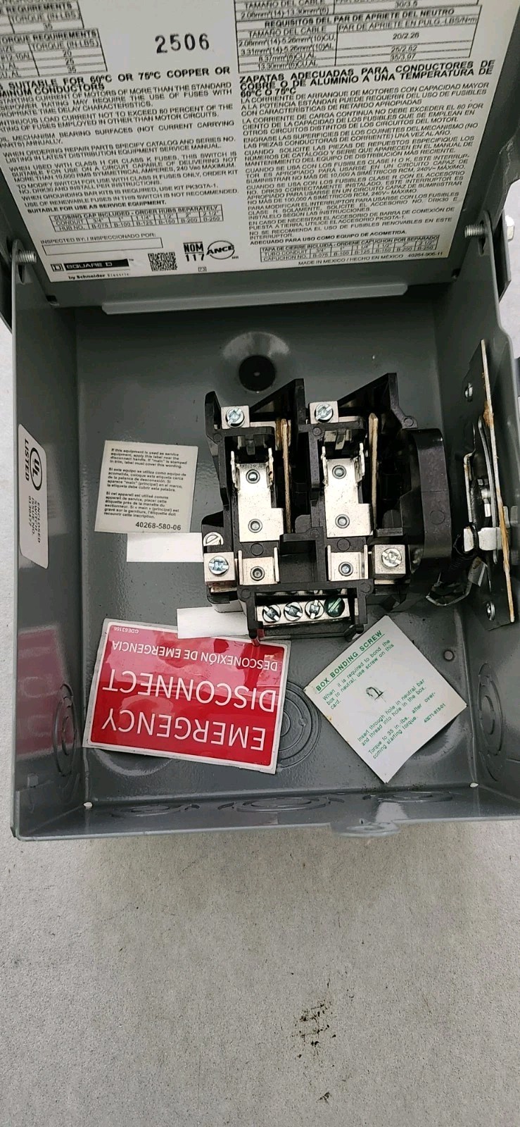SQD D221NRB 30 AMP 240 VOLT 3R SAFETY SWITCH