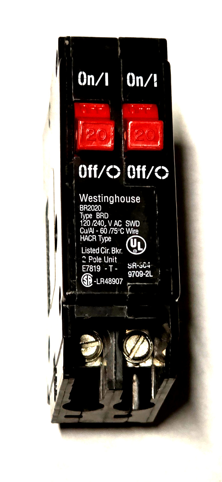 WESTINGHOUSE BR2020 CIRCUIT BREAKER TWO-POLE UNIT 120/240 VOLT 20 A NEW