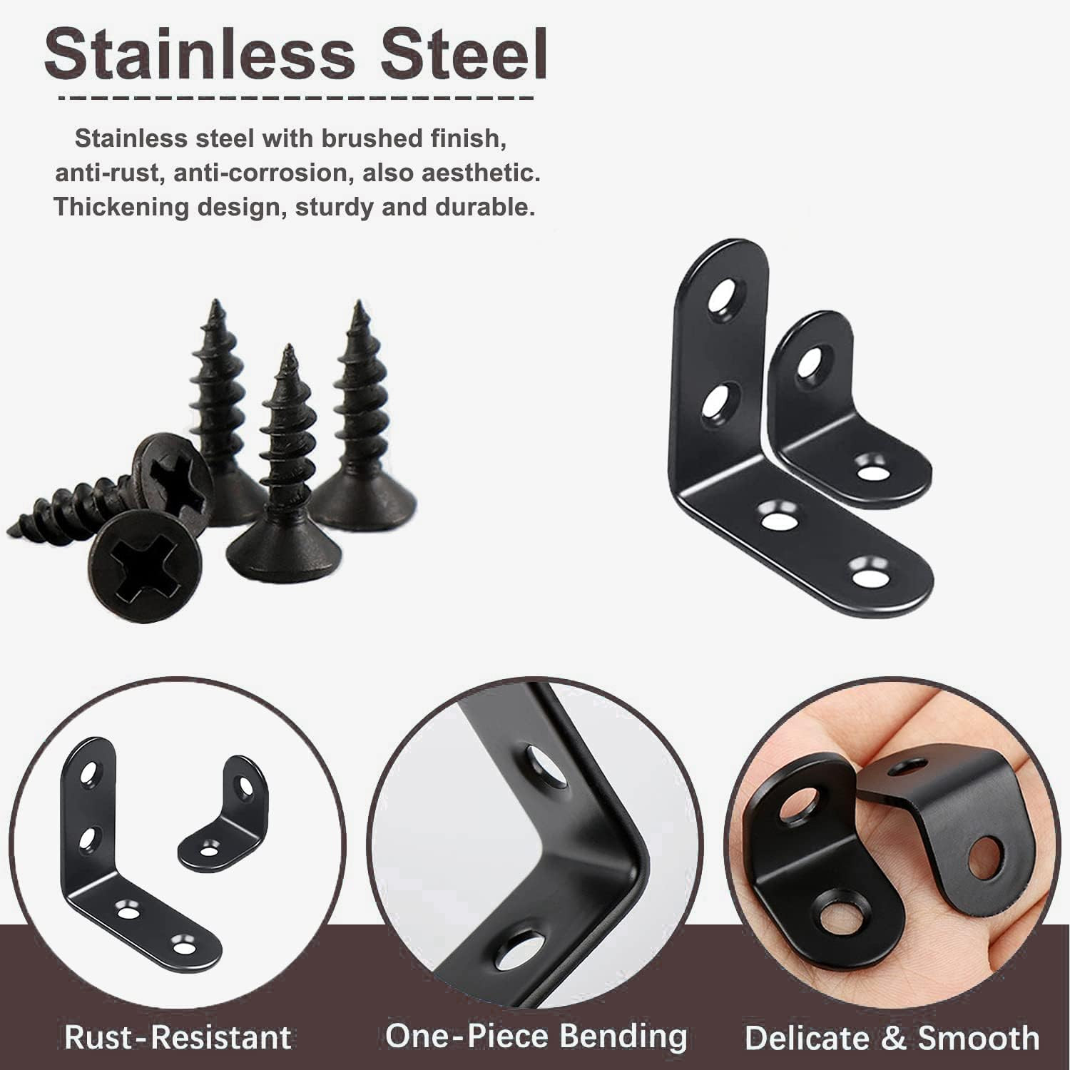 YAMASO 20PCS L Bracket Corner Bracket,Black Small Right Angle Bracket for Wood F