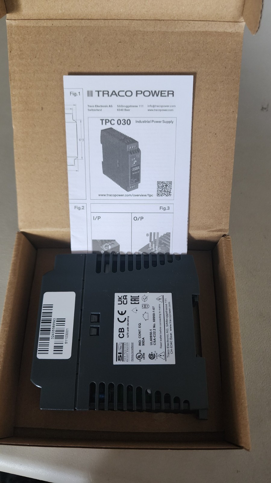 TRACO POWER TPC 030-124 DIN Rail Mount Industrial Power Supply
