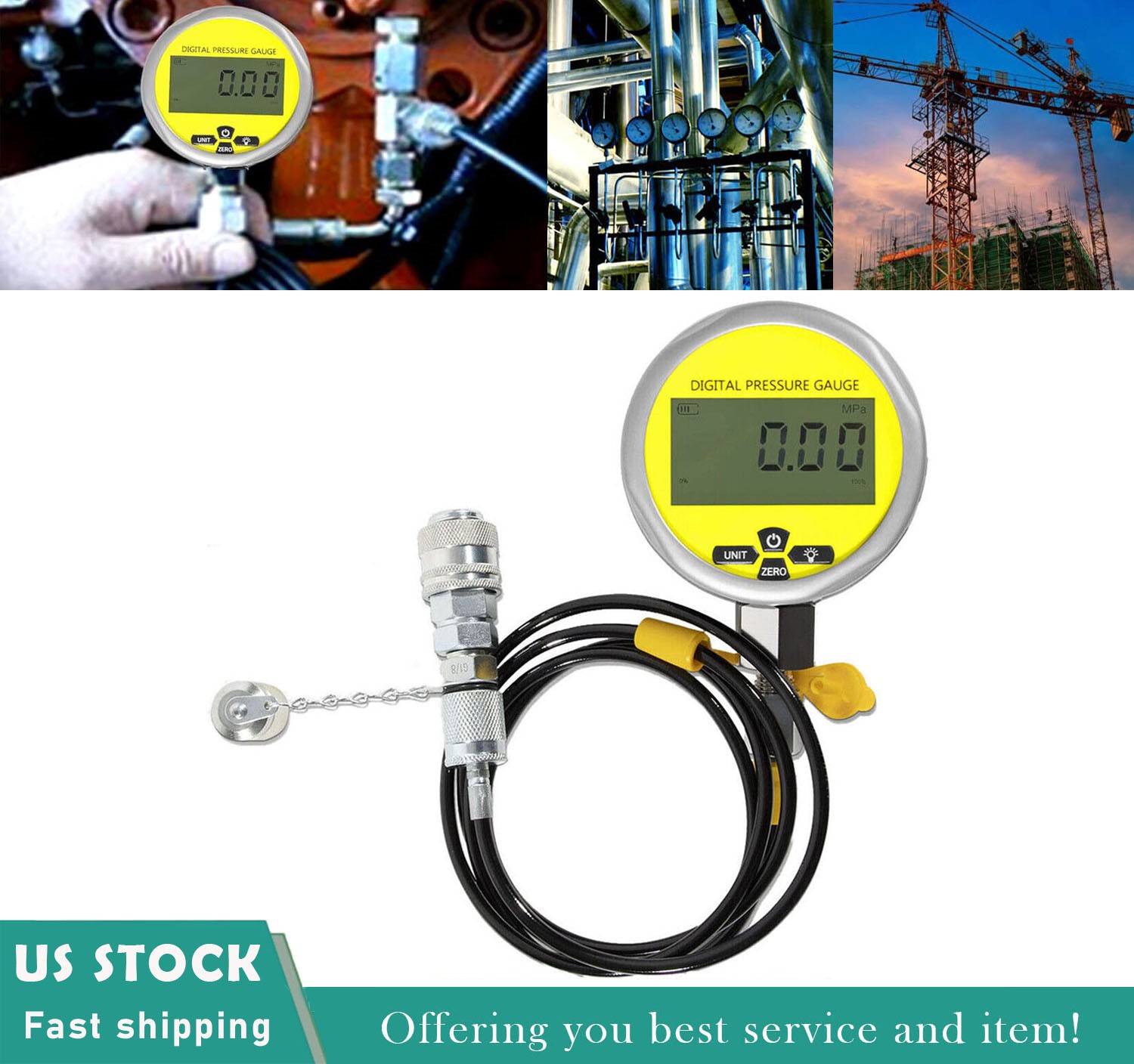 10000PSI Digital Hydraulic Pressure Test Coupling Kit 700BAR/70Mpa Fit Excavator
