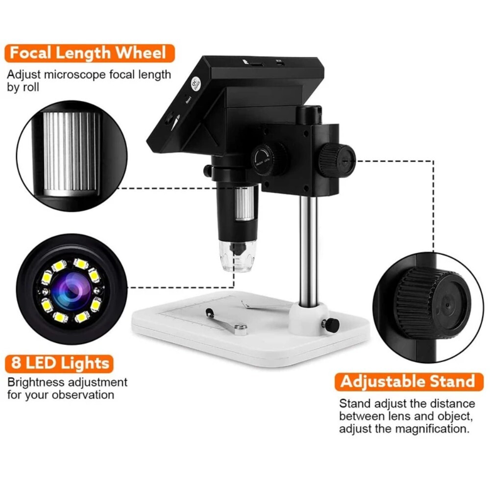 Elikliv Digital Microscope 1000X 4.3” LCD Screen Jewelry Loupe Coin Magnifier