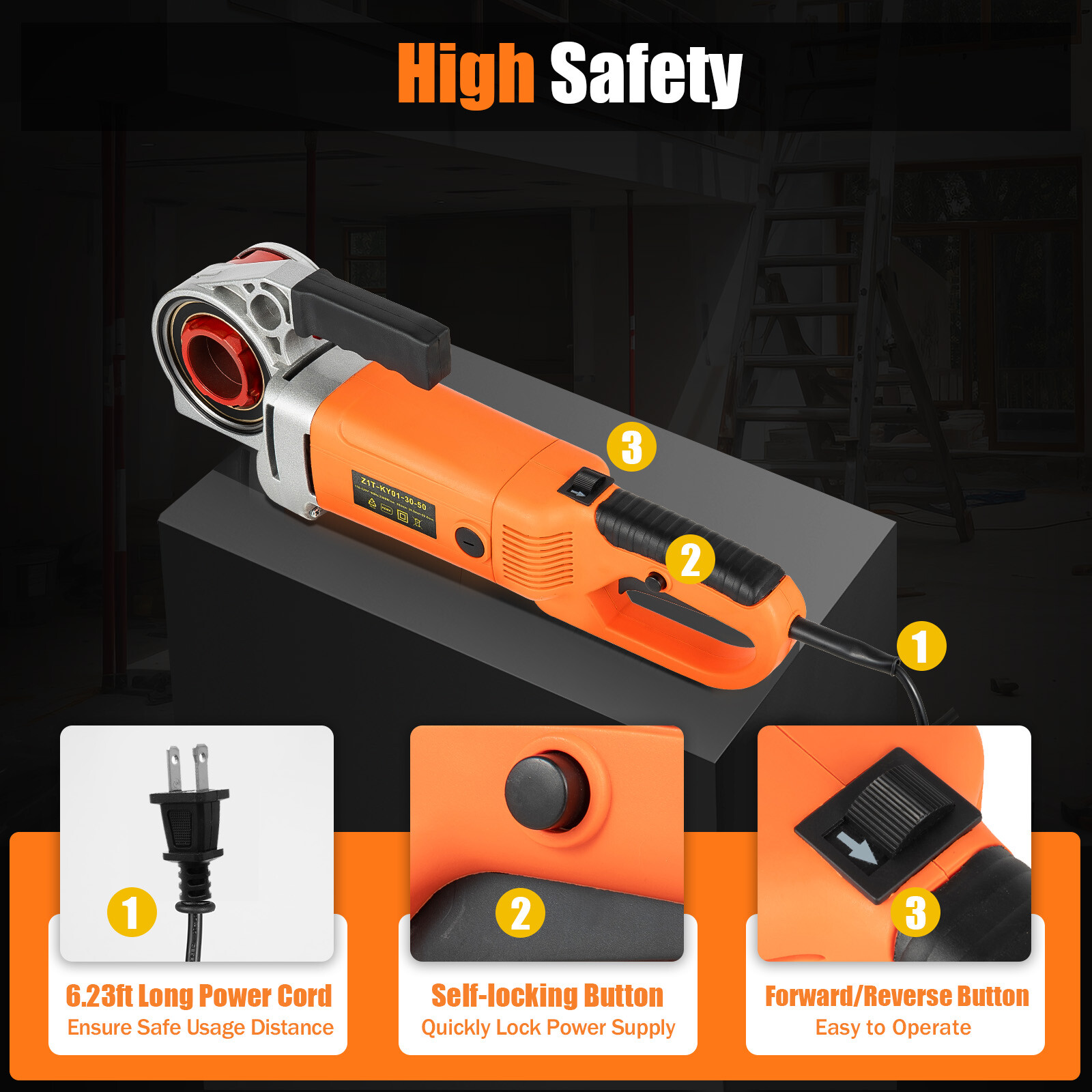 2300W Electric Threading Machine with 6 Dies, Portable Pipe Threading Tool Set