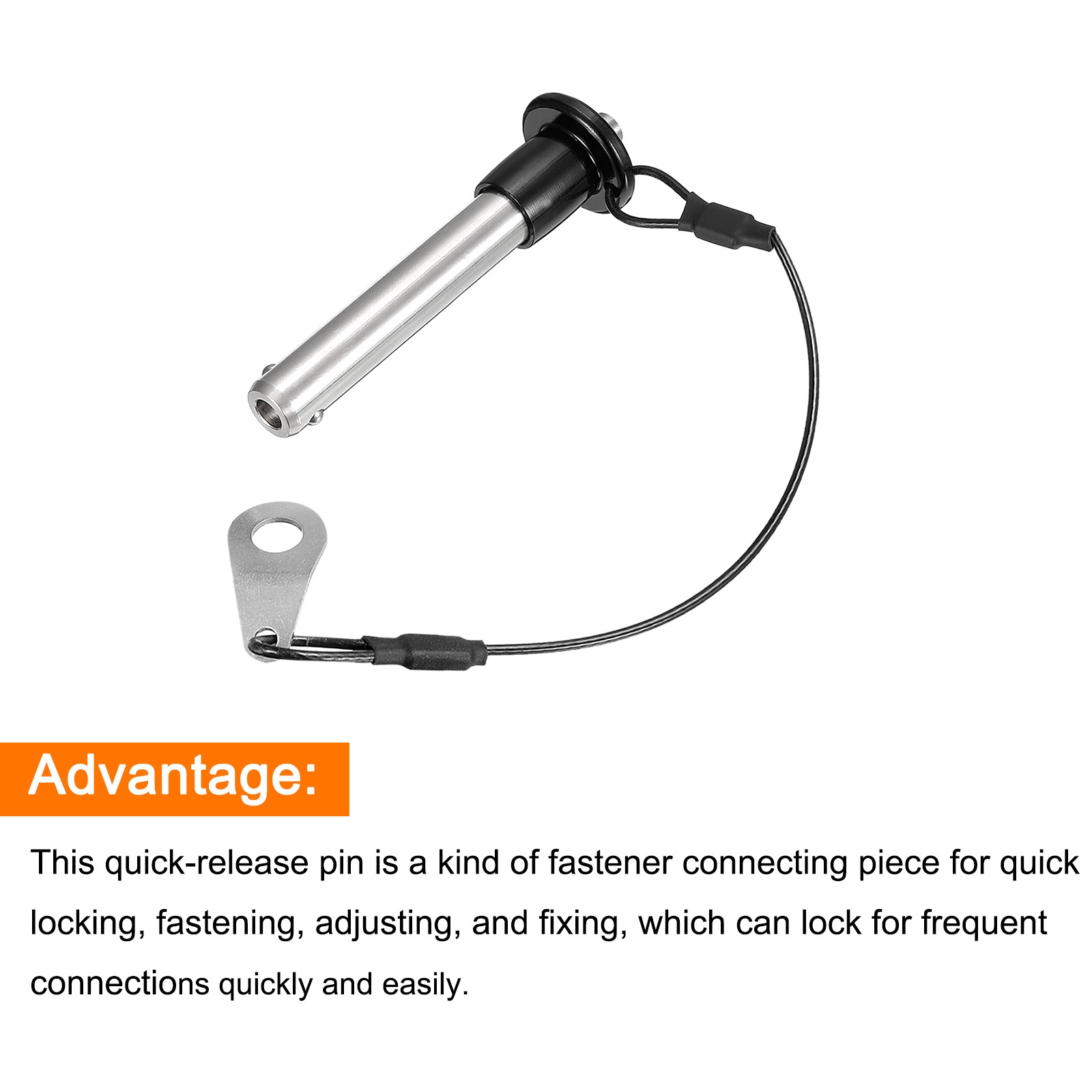 304 Stainless Steel Grip Push-Button Locking Pins with 24cm Wire (10mm-41mm)