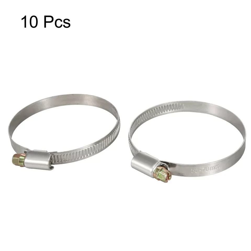 10pcs Clamping Range 50mm-70mm 9mmWidth Steel Hose Clamp