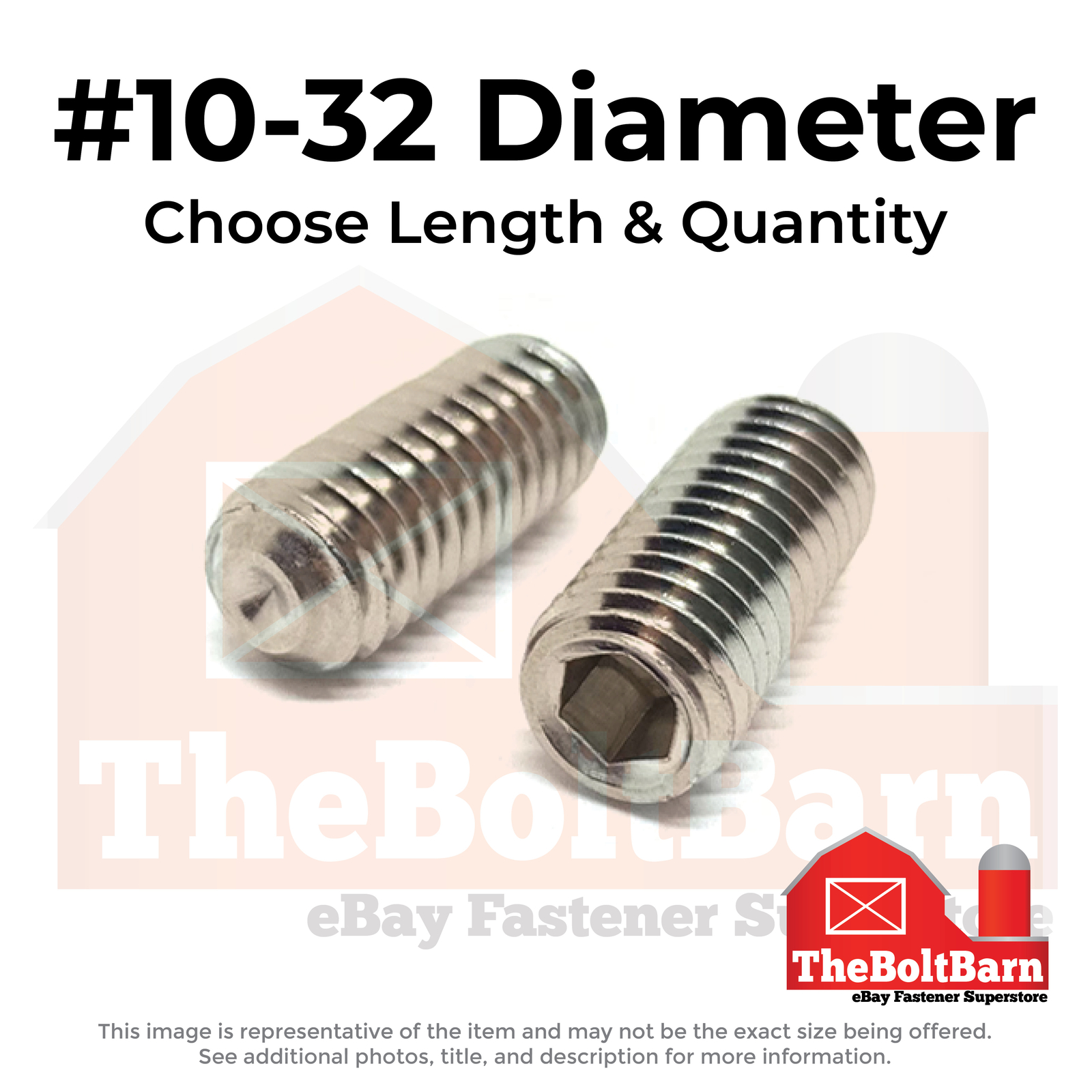 #10-32 Stainless Steel Cup Point Allen Socket Set Screw (Choose Length & Qty)