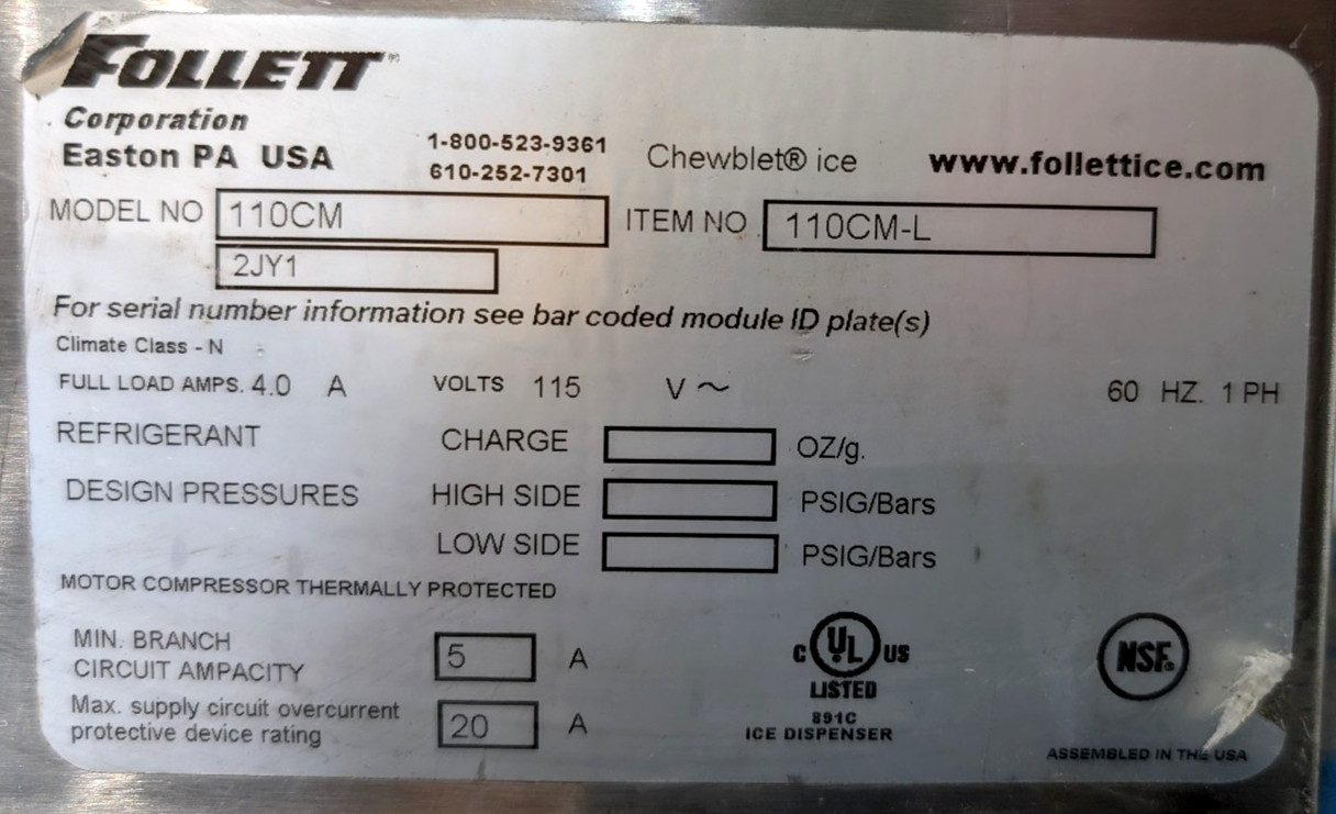 Follett Symphony Plus 110CM Countertop Ice and Water Dispenser