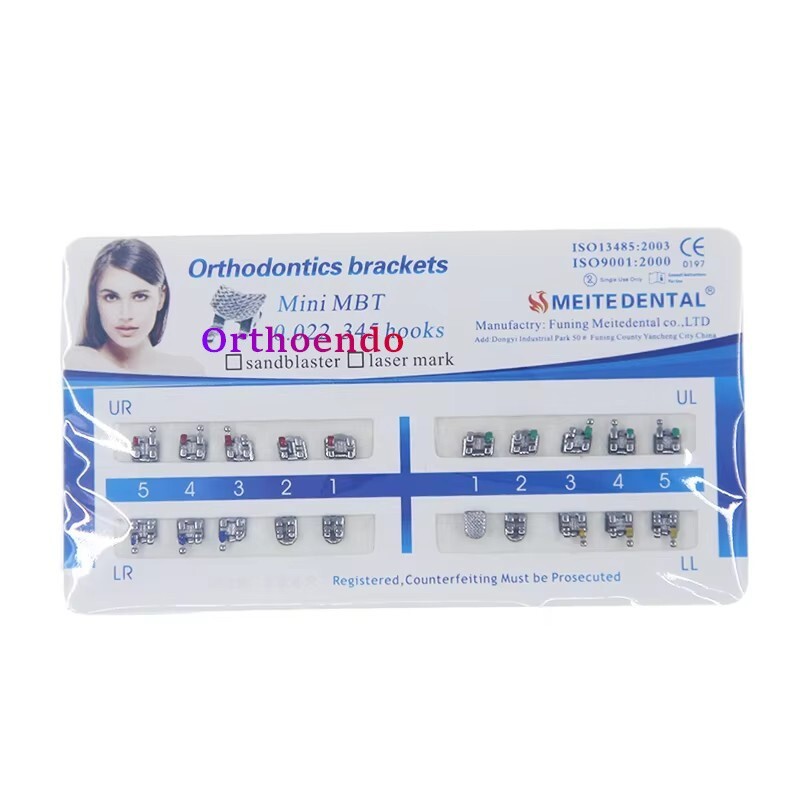 Dental Orthodontic Brackets Mini MBT 345 Hook 022 Slot Mesh Base Metal Brackets