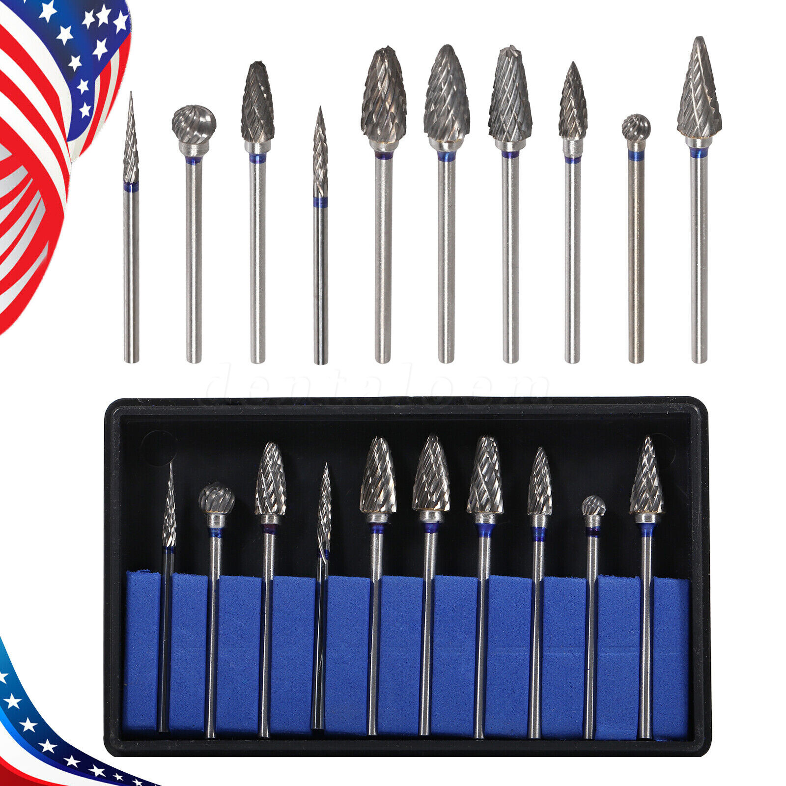 10x Tungsten Carbide Steel Dental Burs Burrs Tooth Drill 2.35mm Polisher Denture