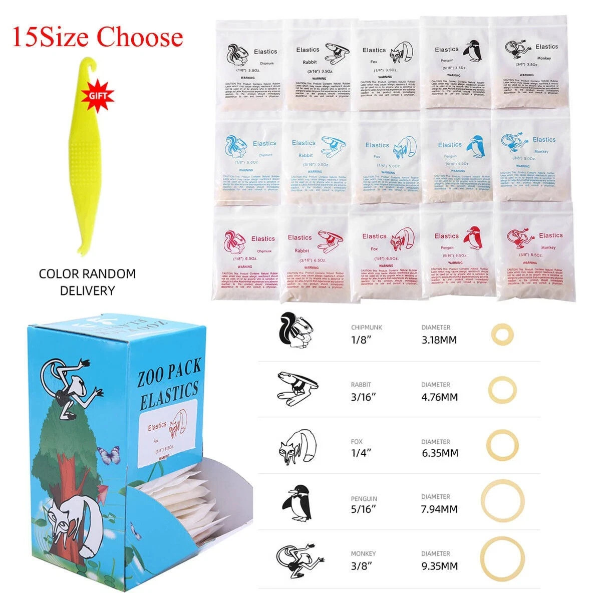 100 Pcs/Bag Dental Elastics Ligature Ties Latex Braces Orthodontic Rubber Bands
