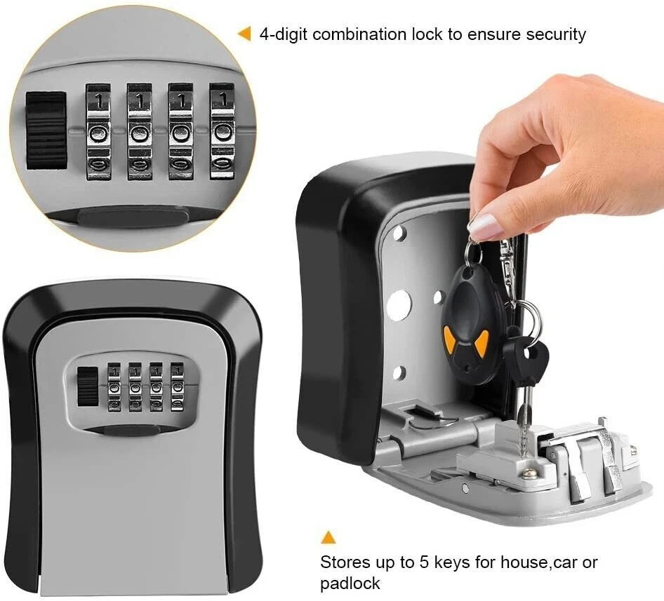 Key Lock Box Combination Wall Non Metal 4 Digit Security Storage Case Organizer