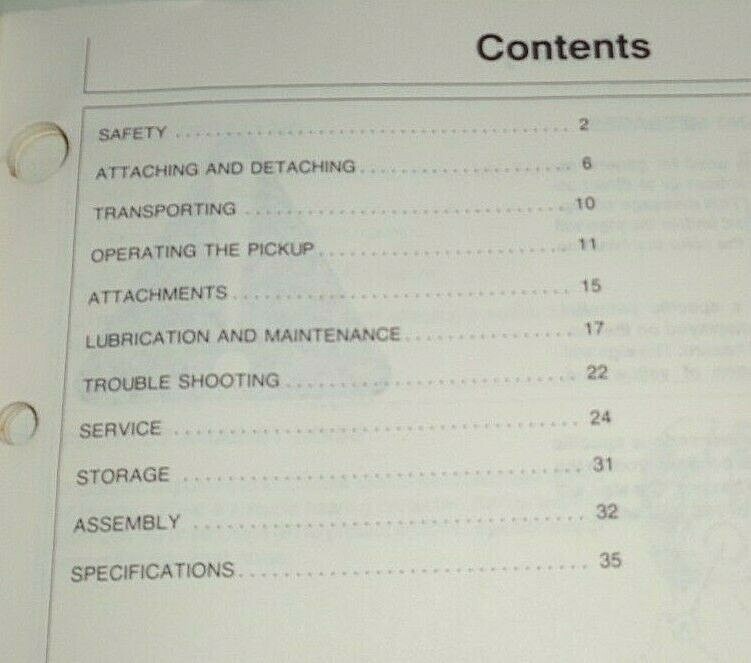John Deere 5.5-Foot 7-Foot Windrow Pickups Operators Manual Original! 1.7 & 2.1M