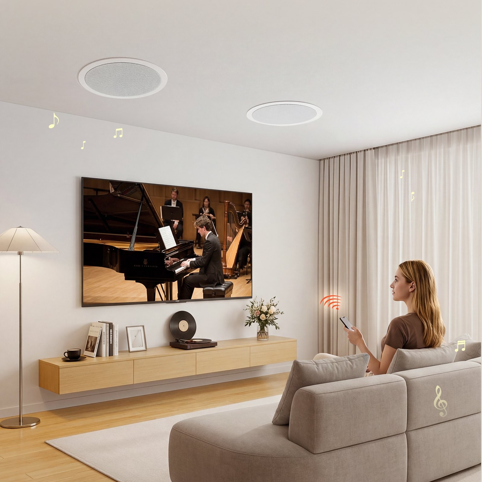 In Ceiling Speakers, 8″, In-Ceiling & In-Wall Speaker System, Hi-Fi Sound, 150W