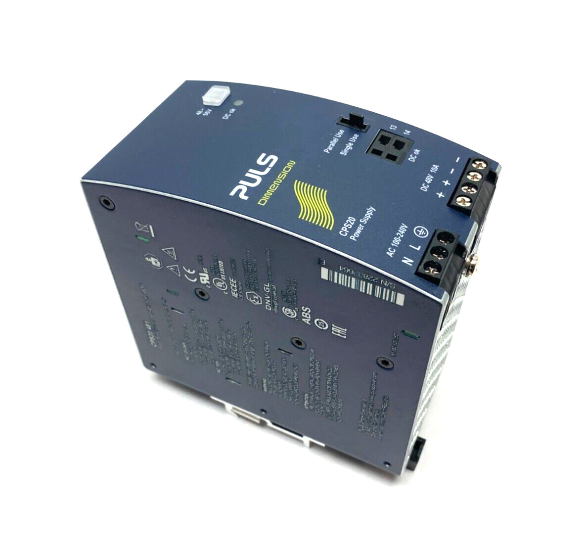 Puls CPS20.481 Power Supply, 1-Phase, 120-240VAC, 48VDC 10A 480W