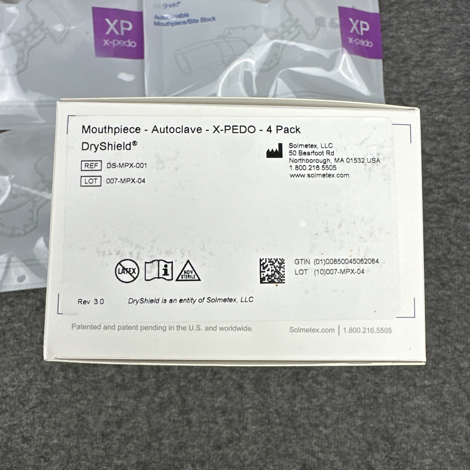 4 Pack Solmetex DS-MPX-001 DryShield Mouthpiece Autoclavable X-PEDO