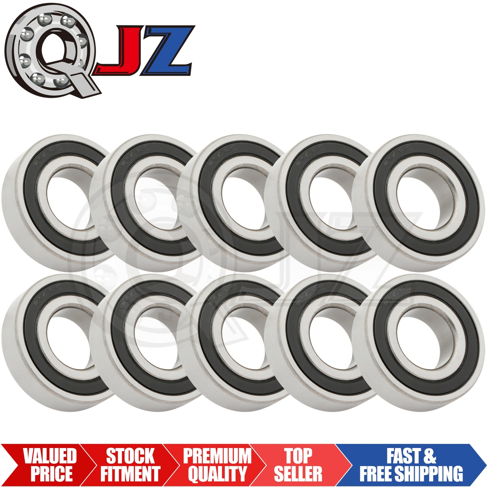 [Qty.10] SR14-2RS Stainless Ball Bearing [0.875in Bore x 1.875in OD x 0.5in W]
