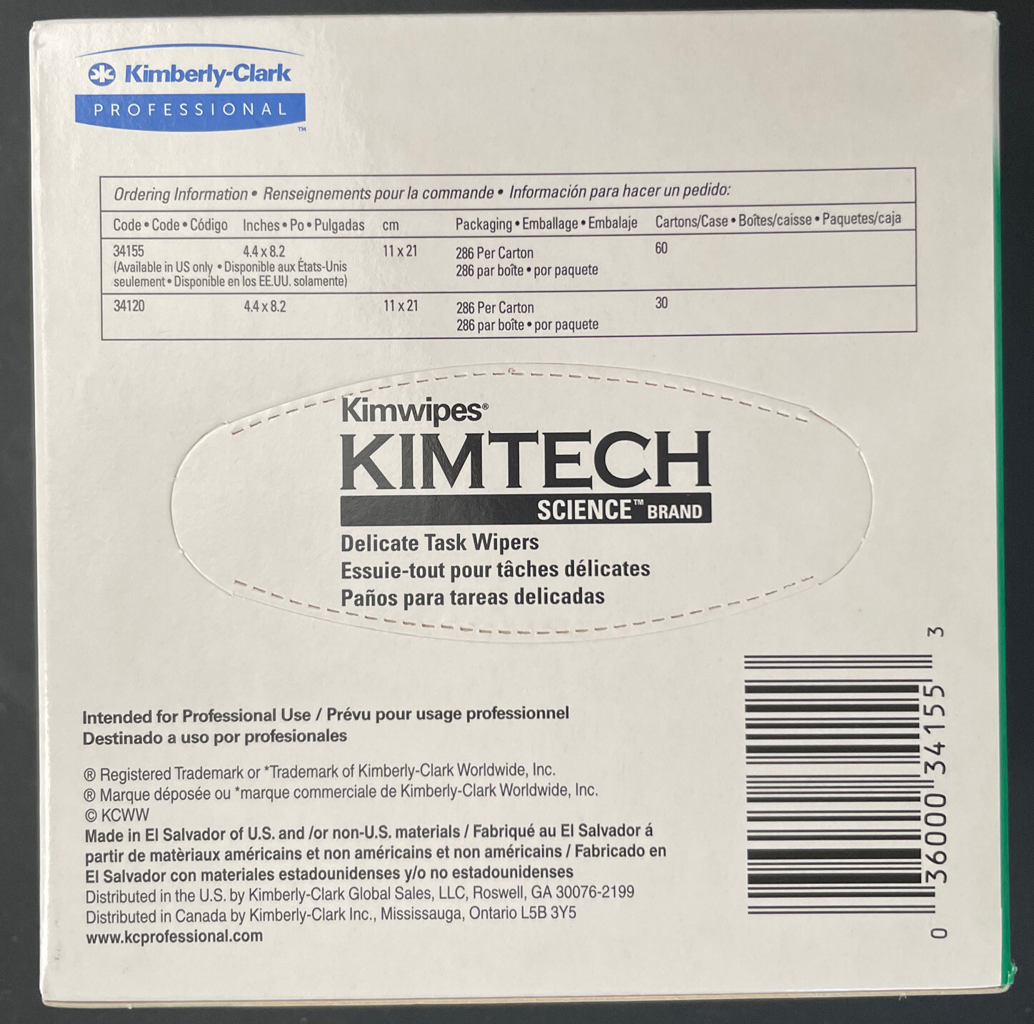 2-Pack Kimtech Science Kimwipes Delicate Task Wipers #34155, 286 Wipes Each