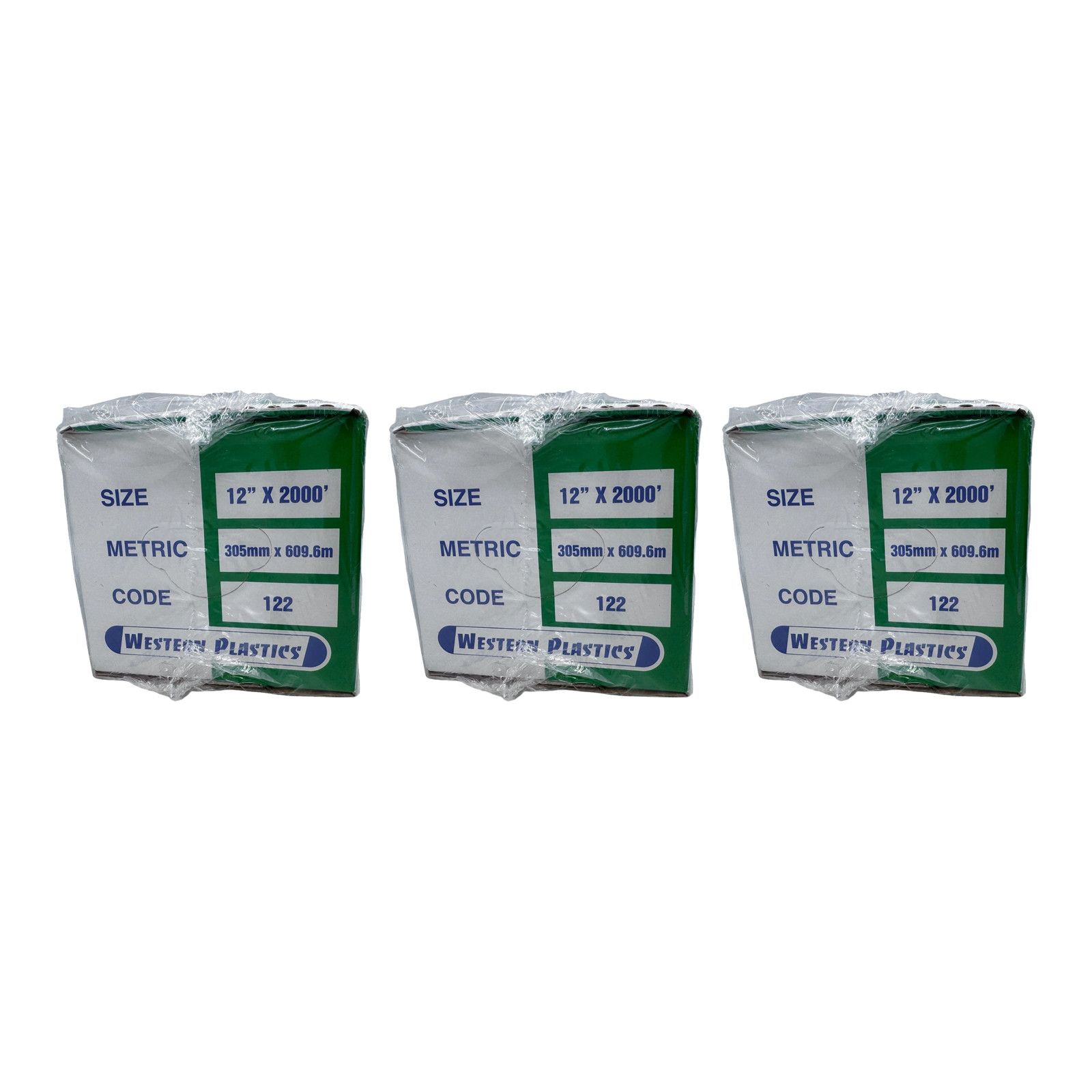 3 Pack – Western Plastics 12″ x 2000′ Food Service Film Cling Wrap w Cutter Box