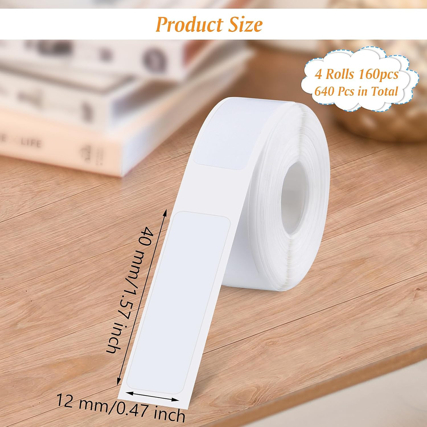 4 Rolls Label Maker Tapes for Phomemo D30, 12 X 40Mm Thermal Labels Printer Stic