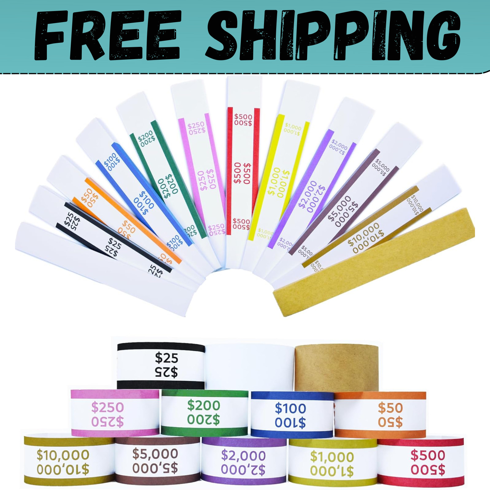 600Pcs Money Bands for Cash – Self-Adhesive Money Wrappers for Bills, Currency S
